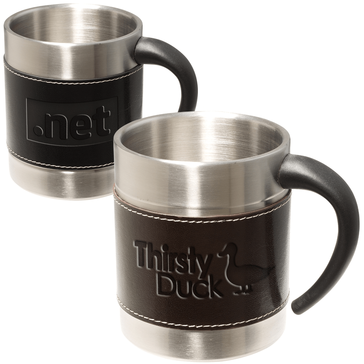 Leeman 10 Oz Empire Leather Stainless Steel Coffee Mug Leeman 10 Oz Empire Leather Stainless Steel Coffee Mug