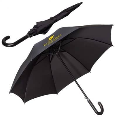 Leeman™ 48" Executive Umbrella w/Curved Faux Leather Handle