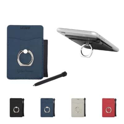 Tuscany™ Card Holder w/Metal Ring Phone Stand & Stylus