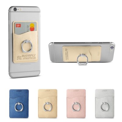 Leeman™ Shimmer Card Holder w/Metal Ring Phone Stand-1