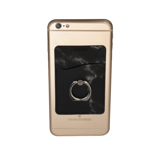 LEEMAN Marble Card Holder With Metal Ring Phone Stand-1